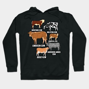 Cow Breeds Hereford Cow Lover Farm Animal Cow Hoodie